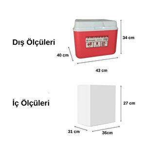 Adventure 28 Qt Soğutucu Buzluk 26 Litre Kırmızı