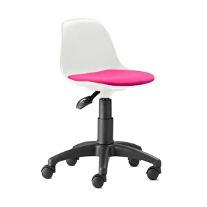 Aris Beyaz Kolçaksız Çalışma Sandalyesi Ofis Koltuğu Pembe