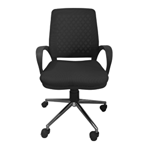 Comfy Krom Ayaklı Çalışma Sandalyesi Ofis Koltuğu Siyah