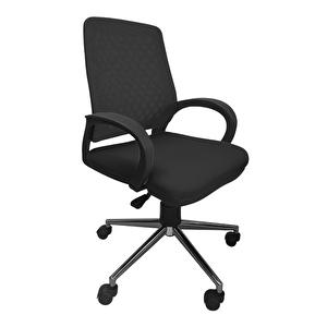 Comfy Krom Ayaklı Çalışma Sandalyesi Ofis Koltuğu Siyah
