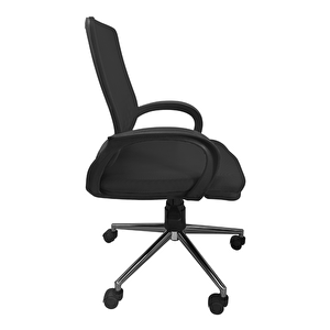 Comfy Krom Ayaklı Çalışma Sandalyesi Ofis Koltuğu Siyah