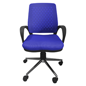 Comfy Krom Ayaklı Çalışma Sandalyesi Ofis Koltuğu Mavi