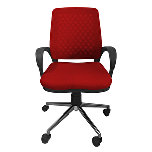 Comfy Krom Ayaklı Çalışma Sandalyesi Ofis Koltuğu Kırmızı