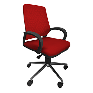 Comfy Krom Ayaklı Çalışma Sandalyesi Ofis Koltuğu Kırmızı