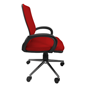 Comfy Krom Ayaklı Çalışma Sandalyesi Ofis Koltuğu Kırmızı