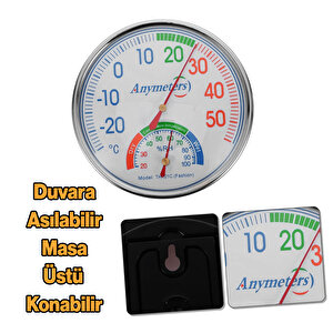 Termometre Isı Ve Nem Ölçer Sauna Sıcaklık Ölçme Derece Gösterge Pilsiz Mekanik Düz Analog 1 Adet
