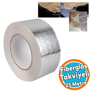 Fiberglas Lif Takviyeli Yapışkanlı Alüminyum Folyo Bant 72 Mm X 25 Metre Yanmaz Soba Borusu Bandı