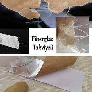 Fiberglas Lif Takviyeli Yapışkanlı Alüminyum Folyo Bant 72 Mm X 25 Metre Yanmaz Soba Borusu Bandı