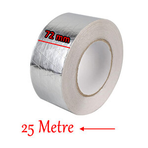 Fiberglas Lif Takviyeli Yapışkanlı Alüminyum Folyo Bant 72 Mm X 25 Metre Yanmaz Soba Borusu Bandı