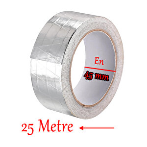 Yapışkanlı Fiberglas Lif Takviyeli Alüminyum Folyo Bant 45 Mm X 25 Metre Yanmaz Soba Borusu Bandı