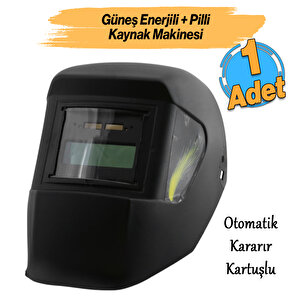 Otomatik Kararan Güneş Enerjili Pilli Baş Maskesi Siperlik Kartuşlu Kaynak Gözlüğü Düz Başlık