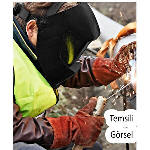 Otomatik Kararan Güneş Enerjili Pilli Baş Maskesi Siperlik Kartuşlu Kaynak Gözlüğü Düz Başlık