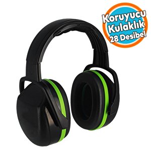 Kulaklık Siyah Yeşil Manşonlu Gürültü Önleme 28 Db Ses Koruma Kulak İşitme Koruyucu