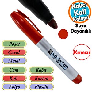 Koli Kalemi Suya Dayanıklı Kalıcı Çıkmaz İşaretleme Markalama Kırmızı Kalem Metal Cam Çuval Folyo