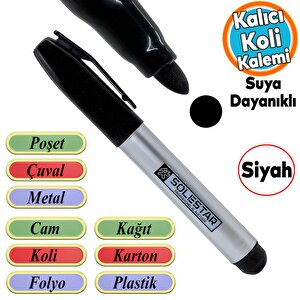 Koli Kalemi Suya Dayanıklı Kalıcı Çıkmaz İşaretleme Markalama Siyah Kalem Metal Cam Çuval Folyo
