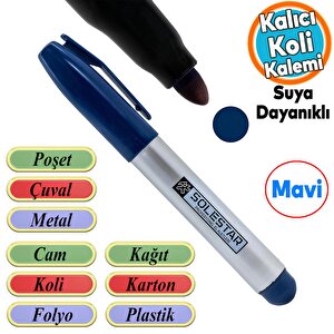 Koli Kalemi Suya Dayanıklı Kalıcı Çıkmaz İşaretleme Markalama Mavi Kalem Metal Cam Çuval Folyo