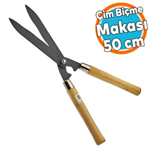 Çim Budama Makası Çalı Çimen Biçme Kesme Makas 50 Cm Keskin Metal Bıçkı Eğri 1 Adet