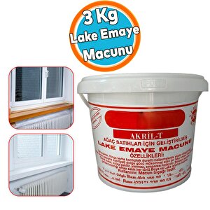 Lake Emaye Macunu Akril Tahta Ahşap Sunta Mdf Yonga Kontrplak Duralit Dolgu Tamir Macunu Beyaz 3 Kg