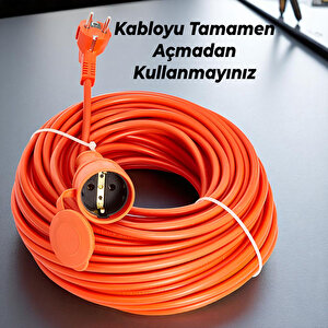 Seyyar Uzatma Kablosu Cca Turuncu 3x2.5 Mm 20 Metre Dış Mekan Kablo Prizli Bahçe İçin Suya Dayanıklı