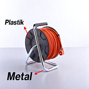 Plastik Seyyar Makaralı Cca Uzatma Kablosu 3x2.5 Mm 30 Metre 4 Prizli Monofaze Termal Sigortalı