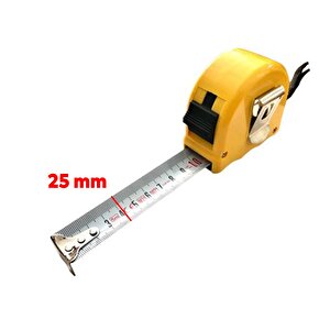 Şerit Metre Metal Bükülebilir 10 Metre En 25 Mm Düğmeli Ölçüm Ölçme Plastik Kasalı Yüksek Kalite