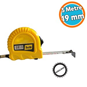 Şerit Metre Metal Bükülebilir 5 Metre En 19 Mm Düğmeli Ölçüm Ölçme Plastik Kasalı Yüksek Kalite