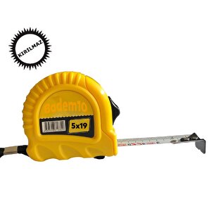 Şerit Metre Metal Bükülebilir 5 Metre En 19 Mm Düğmeli Ölçüm Ölçme Plastik Kasalı Yüksek Kalite