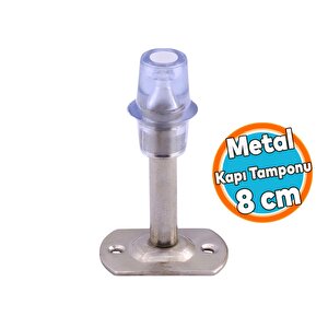 Kapı Stoperi Tamponu Metal Kapı Durdurucu Tutucu Kapı Altı Üstü Kolu Stopu Silikonlu Krom Renk 8 Cm