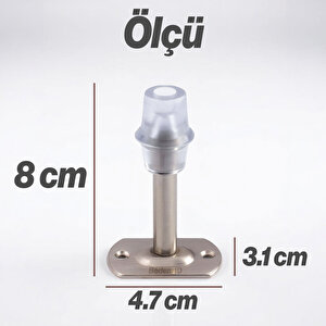 Kapı Stoperi Tamponu Metal Kapı Durdurucu Tutucu Kapı Altı Üstü Kolu Stopu Silikonlu Krom Renk 8 Cm