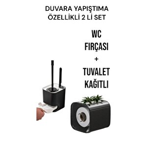 2 Li Set-kendinden Yapışkanlı Tuvalet Kağıdı Wc Kağıt Asacağı Ve Banyo Lavabo Wc Temizleme Fırçası
