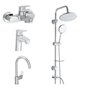 Flow Round Banyo + Lavabo + Eviye Bataryası + Duxxa Bolero Duş Seti