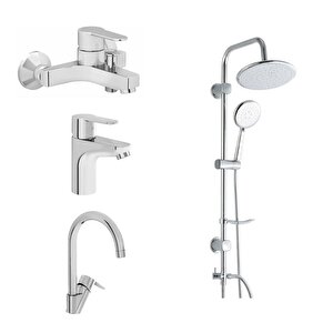 Win S Banyo Bataryası + Lavabo Bataryası + Eviye Bataryası + Bolero Duş Seti