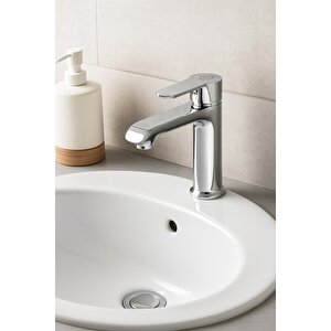 Krom Lavabo Bataryasi Gümüş Paslanmaz Pri̇nç Yüksek Gövde Garanti̇li̇ Banyo Musluk Aç Kapa Ergonomi̇k