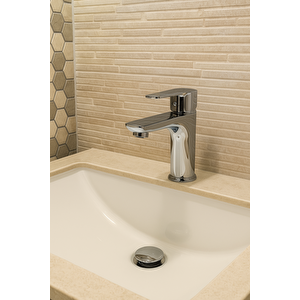 Krom Lavabo Bataryasi Gümüş Paslanmaz Pri̇nç Yüksek Gövde Garanti̇li̇ Banyo Musluk Aç Kapa Ergonomi̇k