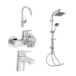 Artema Flow Round Lavabo Eviye Banyo Batarya Gms Karine Duş Seti