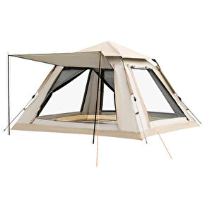Tam Otomati̇k 4-6 Ki̇şi̇li̇k Tenteli̇ Kamp Çadiri 240x240x155 Cm (krem)