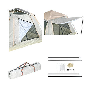 Tam Otomati̇k 4-6 Ki̇şi̇li̇k Tenteli̇ Kamp Çadiri 240x240x155 Cm (krem)