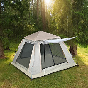 Bysay Tam Otomati̇k 4 Ki̇şi̇li̇k Tenteli̇ Kamp Çadiri 210x210x135 Cm (krem)