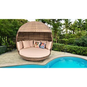 World Daybed | 200 Cm Rattan Bahçe Kral Yatağı