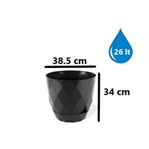 Krs-457 Yakamoz Tabaklı Plastik Saksı Takımı 26 Litre No 7 Antrasit