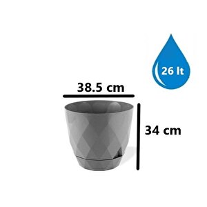 Krs-457 Yakamoz Tabaklı Plastik Saksı Takımı 26 Litre No 7 Gri