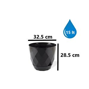 Krs-456 Yakamoz Tabaklı Plastik Saksı Takımı 15 Litre No 6 Antrasit