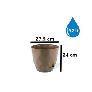 Krs-455 Yakamoz Tabaklı Plastik Saksı Takımı 9.2 Litre No 5 Kahverengi
