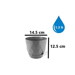 Krs-452 Yakamoz Tabaklı Plastik Saksı Takımı 1.3 Litre No 2 Gri