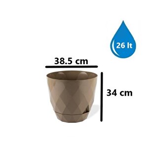 Krs-457 Yakamoz Tabaklı Plastik Saksı Takımı 26 Litre No 7 Kahverengi