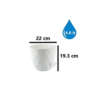 Krs-454 Yakamoz Tabaklı Plastik Saksı Takımı 4.8 Litre No 4 Beyaz