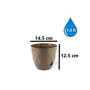 Krs-452 Yakamoz Tabaklı Plastik Saksı Takımı 1.3 Litre No 2 Kahverengi