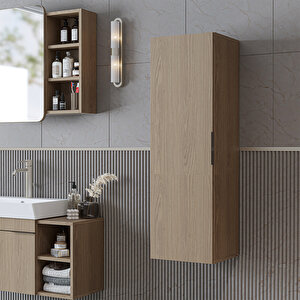 Likya Banyo Dolabı Mat Mdflam 114 Cm Banyo Boy Dolabı Klimt Meşe