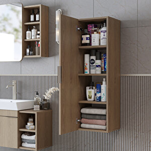 Likya Banyo Dolabı Mat Mdflam 114 Cm Banyo Boy Dolabı Klimt Meşe