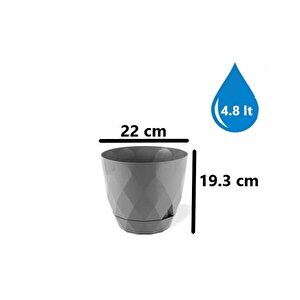 Krs-454 Yakamoz Tabaklı Plastik Saksı Takımı 4.8 Litre No 4 Gri
